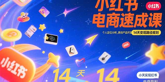小红书虚拟电商速成课：个人定位分析，原创产品开发，14天变现路径规划-月亮湾网创资源站