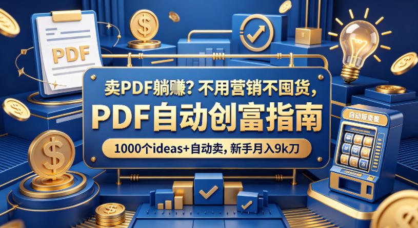 卖PDF躺賺？不用营销不囤货，PDF自动创富指南，1000个ideas+自动卖，新手月入9k刀【原创双语字幕】-月亮湾网创资源站
