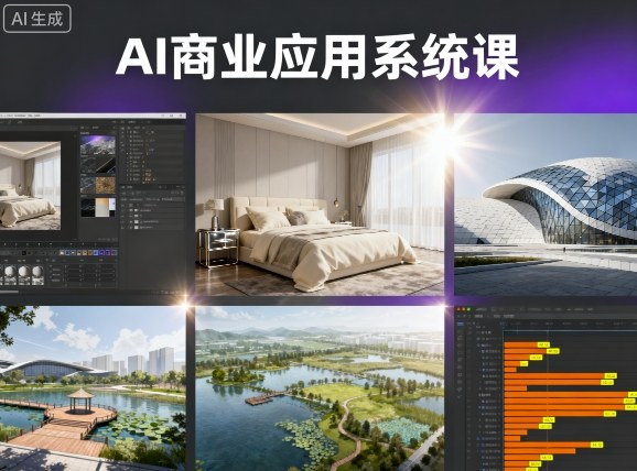 AI商业应用系统课，室内-软装-建筑-景观，智能设计+效果图+动画画实战-月亮湾网创资源站