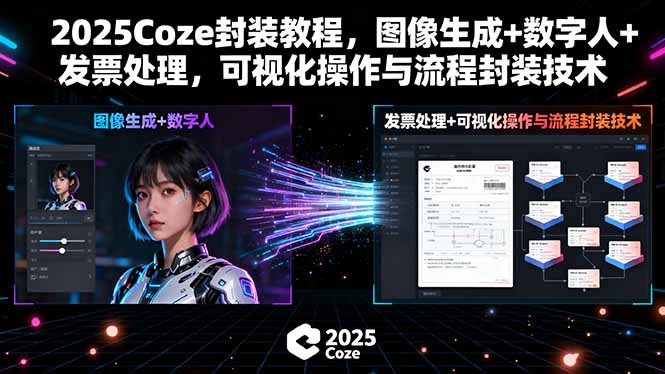 2025Coze封装教程，图像生成+数字人+发票处理，可视化操作与流程封装技术-月亮湾网创资源站