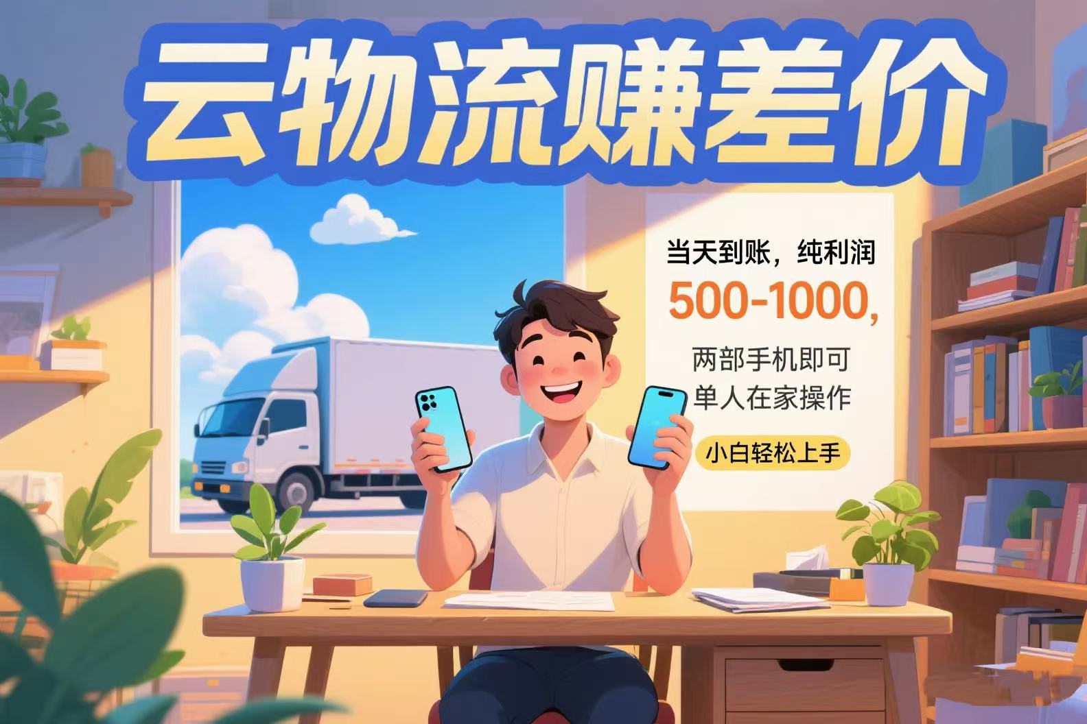 云物流赚差价 当天到账纯利润500-1000 两部手机即可 可单人在家操作 小…-月亮湾网创资源站