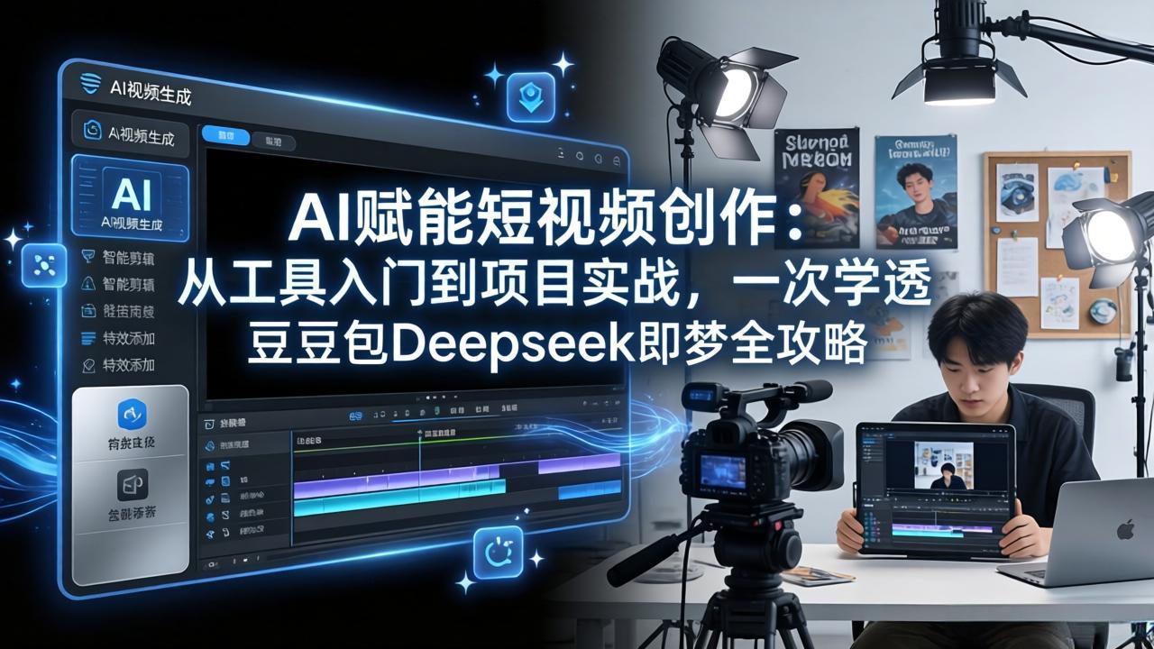 AI赋能短视频创作：从工具入门到项目实战，一次学透豆包Deepseek即梦全攻略-月亮湾网创资源站