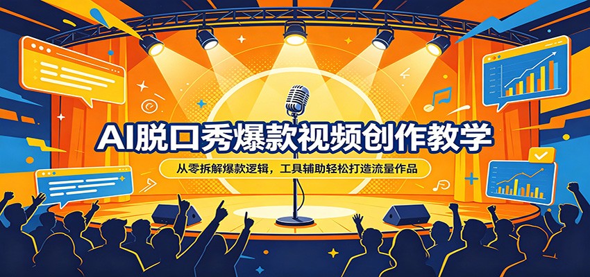 AI脱口秀爆款视频创作教学：从零拆解爆款逻辑，工具辅助轻松打造流量作品-月亮湾网创资源站