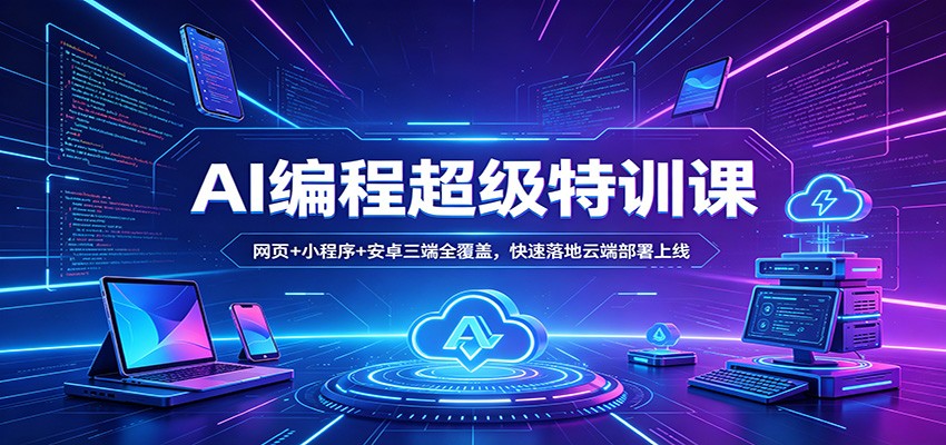 AI编程超级特训课：网页+小程序+安卓三端全覆盖，快速落地云端部署上线-月亮湾网创资源站