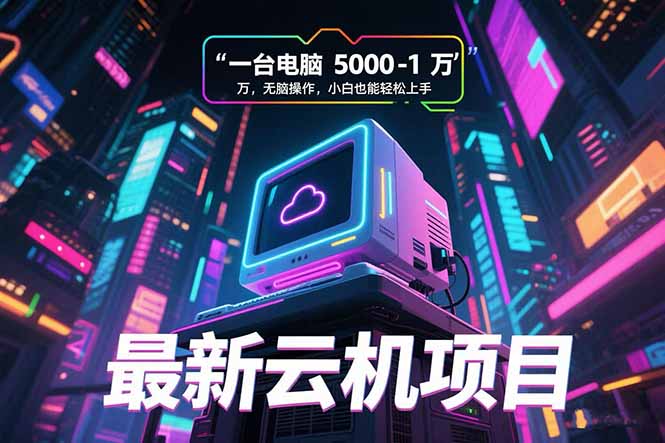 最新云机项目 一台电脑5000到10000 无脑操作小白也能轻松上手-月亮湾网创资源站