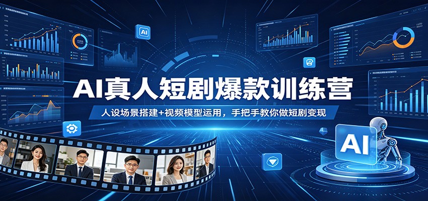 AI真人短剧爆款训练营：人设场景搭建+视频模型运用，手把手教你做短剧变现-月亮湾网创资源站