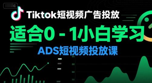 Tiktok短视频广告投放，适合0-1小白学习ADS短视频投放课-月亮湾网创资源站