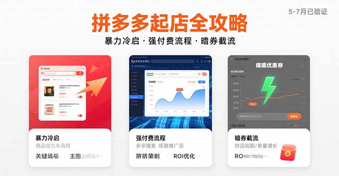 拼多多起店全攻略，暴力冷启，强付费流程，暗券截流，5-7月已验证的方法-月亮湾网创资源站