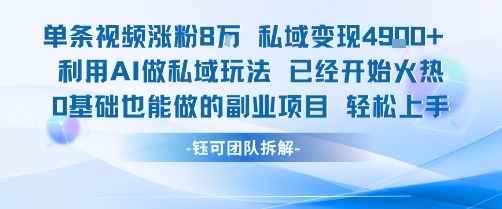 单条视频私域变现4.9k+利用AI做私域玩法 已经开始火热0基础也能做的副业项目轻松上手-月亮湾网创资源站