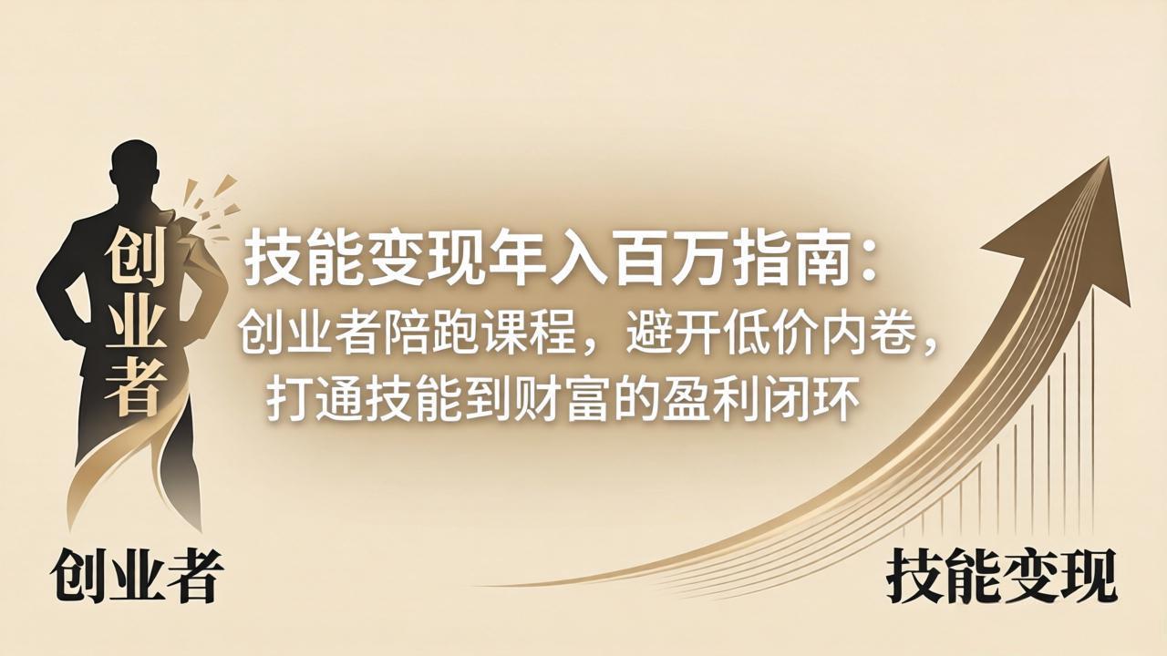 技能变现年入百万指南：创业者陪跑课程，避开低价内卷，打通技能到财富的盈利闭环-月亮湾网创资源站