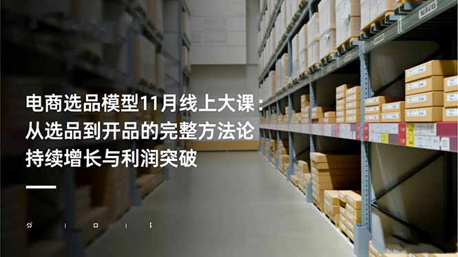 电商选品模型11月线上大课：从选品到开品的完整方法论 持续增长与利润突破-月亮湾网创资源站