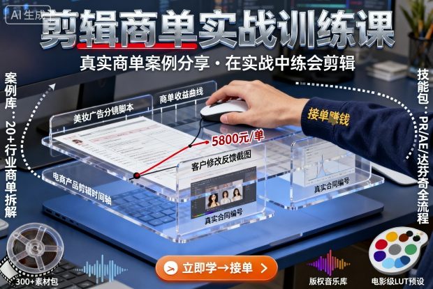 剪辑商单实战训练课，真实商单案例分享，在实战中练会剪辑-月亮湾网创资源站