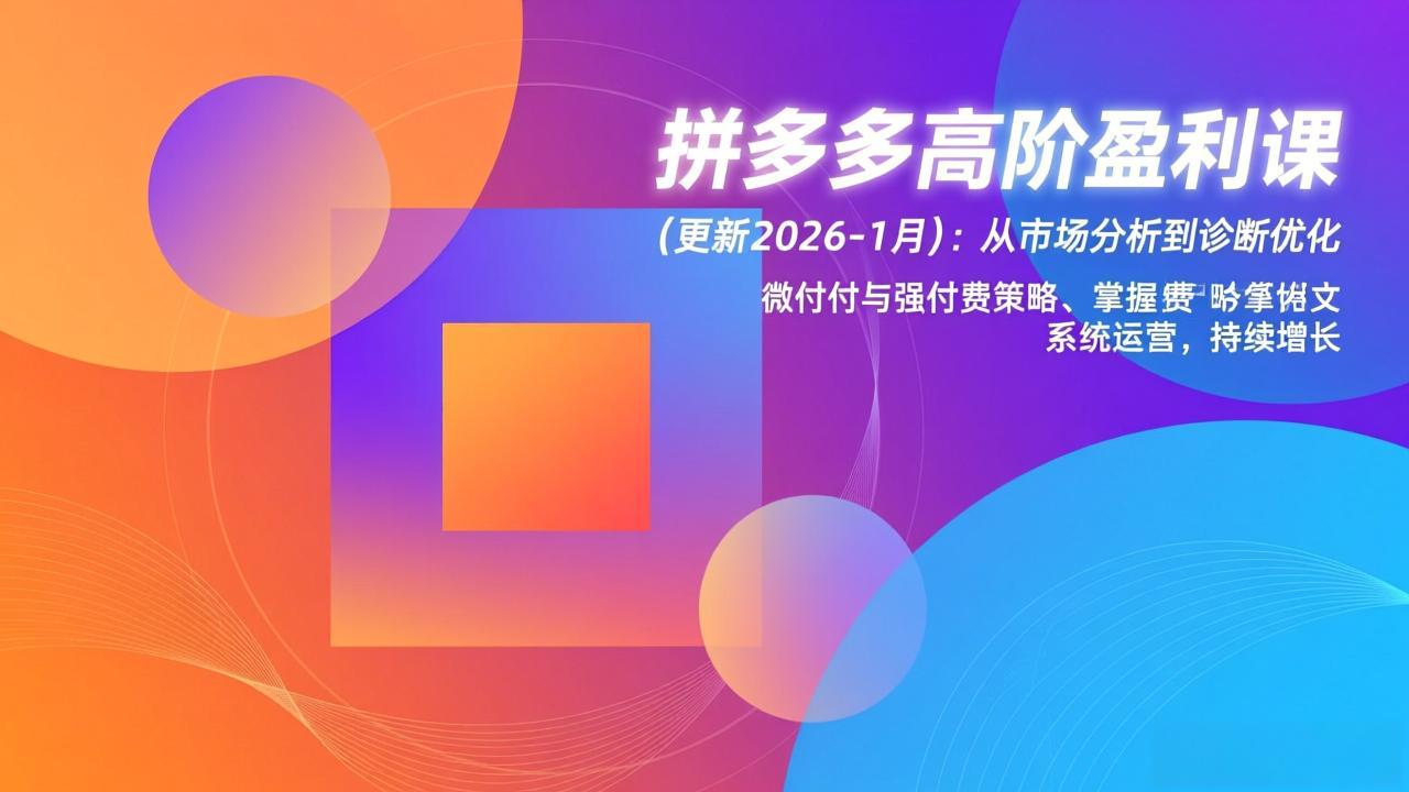拼多多高阶盈利课(更新2026-1月-月亮湾网创资源站