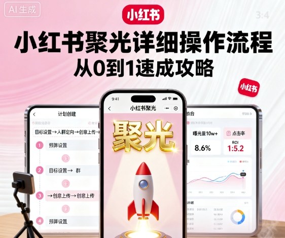 小红书聚光详细操作流程，小红书聚光从0到1速成攻略-月亮湾网创资源站