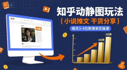 小说推文干货分享之知乎动静图玩法，每天3-4位数爆单实操课-月亮湾网创资源站