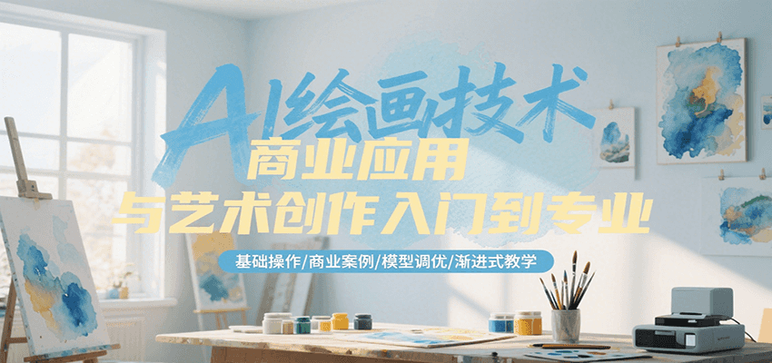 AI绘画技术商业应用与艺术创作入门到专业，基础操作/商业案例/模型调优/渐进式教学-月亮湾网创资源站