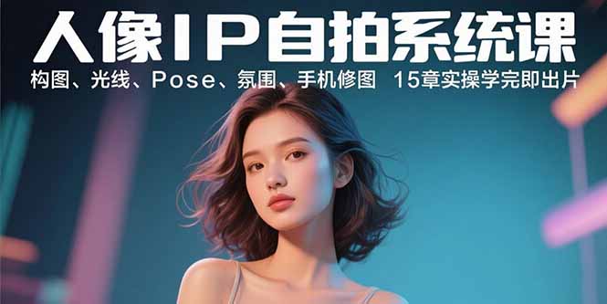 人像IP自拍系统课：构图、光线、Pose、氛围、手机修图 15章实操学完即出片-月亮湾网创资源站