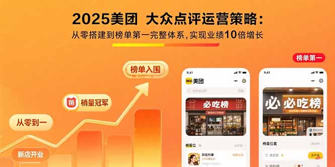 2025美团 大众点评运营策略:从零搭建到榜单第一完整体系,实现业绩10倍增长-月亮湾网创资源站