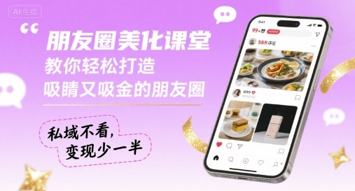 朋友圈美化课堂，教你轻松打造，吸睛又吸金的朋友圈，私域不看，变现少一半-月亮湾网创资源站