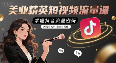 美业精英短视频流量课，掌握抖音流量密码，天天有询单，条条有转化-月亮湾网创资源站