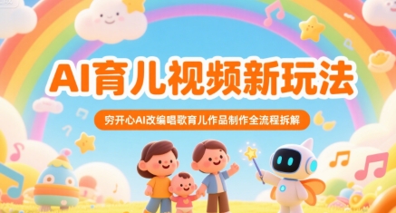 AI育儿视频新玩法，穷开心AI改编唱歌育儿作品制作全流程拆解-月亮湾网创资源站