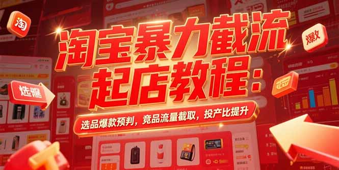 淘宝暴力截流起店教程：选品爆款预判，竞品流量截取，投产比提升-月亮湾网创资源站