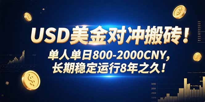USD美金对冲搬砖!单人单日800-2000CNY，长期稳定运行8年之久!-月亮湾网创资源站