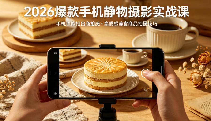 2026爆款手机静物摄影实战课，手机也能拍出商拍感，学会拍出高质感美食商品-月亮湾网创资源站