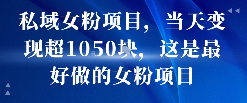 私域女粉项目，当天变现超1k，这是最好做的女粉项目，可放大操作-月亮湾网创资源站