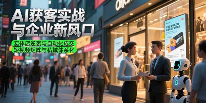 AI获客实战与企业新风口，实体店逆袭与自动化成交 短视频矩阵与私域体系化-月亮湾网创资源站