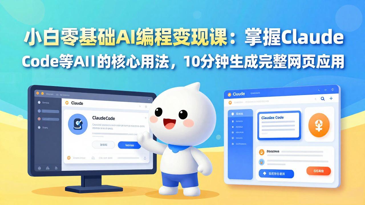 小白零基础AI编程变现课：掌握Claude Code等AI工具的核心用法，10分钟生成完整网页应用-月亮湾网创资源站
