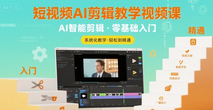 短视频AI剪辑教学视频课，入门到精通-月亮湾网创资源站