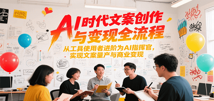 AI时代文案创作与变现全流程，从工具使用者进阶为AI指挥官，实现文案量产与商业变现-月亮湾网创资源站