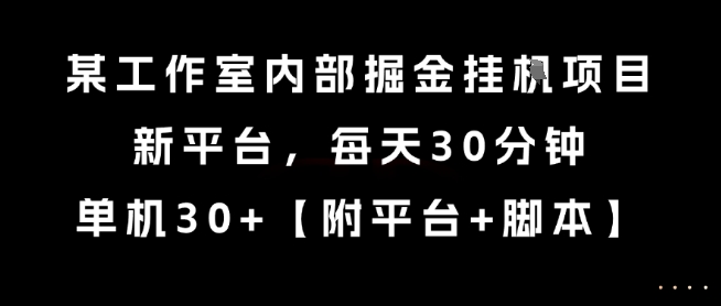 某工作室内部掘金挂G项目，新平台，每天30分钟，单机30+【揭秘】-月亮湾网创资源站