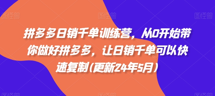 拼多多日销千单训练营，从0开始带你做好拼多多，让日销千单可以快速复制(更新25年8月)-月亮湾网创资源站