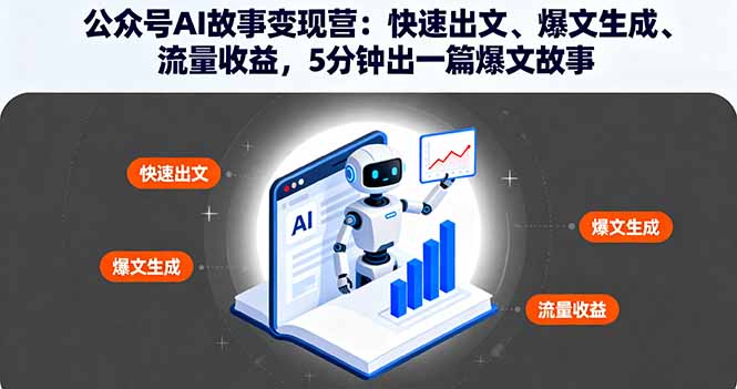 公众号AI故事变现营：快速出文、爆文生成、流量收益，5分钟出一篇爆文故事-月亮湾网创资源站