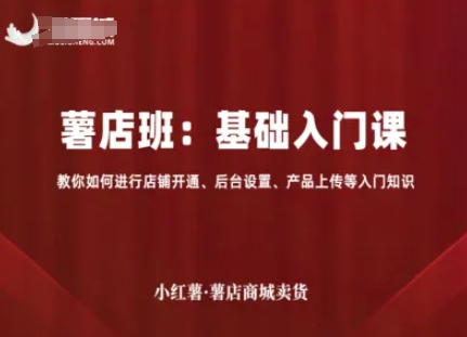 小红薯薯店商城卖货，基础入门课，教你如何进行店铺开通、后台设置、产品上传等入门知识-月亮湾网创资源站