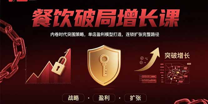 餐饮破局增长课：内卷时代突围策略，单店盈利模型打造，连锁扩张完整路径-月亮湾网创资源站