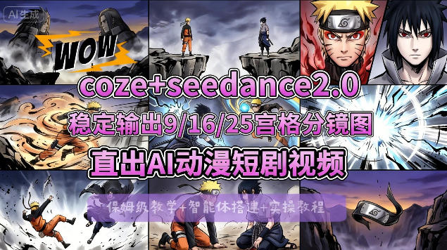 [COZE搭建教学]COZE+即梦Seedance 2.0稳定输出9-16-25宫格分镜图直出AI漫剧视频-月亮湾网创资源站