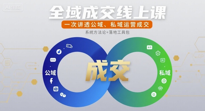 全域成交线上课，一次讲透公域、私域运营成交-月亮湾网创资源站