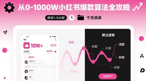 从0-1000W小红书爆款算法全攻略，时长1.5小时，干货满满-月亮湾网创资源站