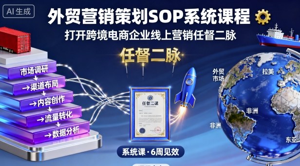 外贸营销策划SOP系统课程，打开跨境电商企业线上营销任督二脉-月亮湾网创资源站
