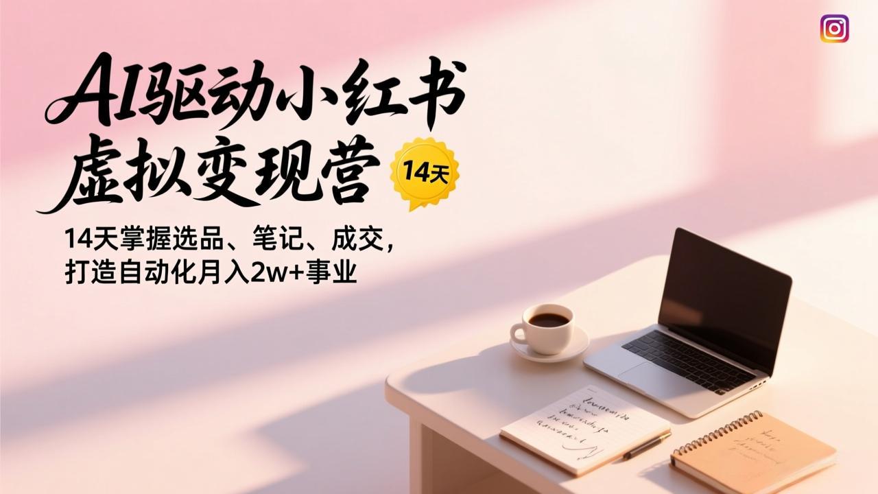 AI驱动小红书虚拟变现营，14天掌握选品、笔记、成交，打造自动化月入2w+事业-月亮湾网创资源站