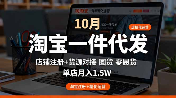 淘宝一件代发精细化运营-10月:店铺注册+货源对接+零囤货,单店月入1.5w-月亮湾网创资源站