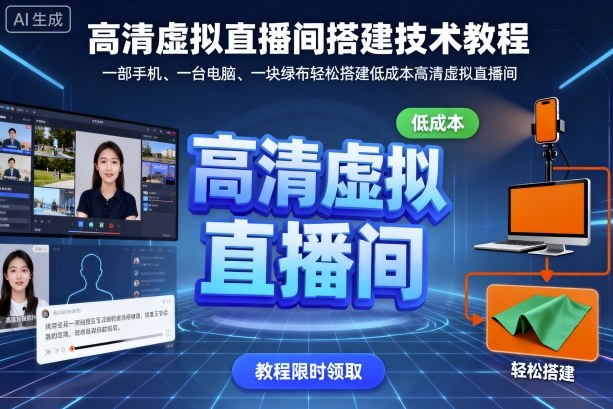 高清虚拟直播间搭建技术教程，一部手机、一台电脑、一块绿布轻松搭建低成本高清虚拟直播间-月亮湾网创资源站