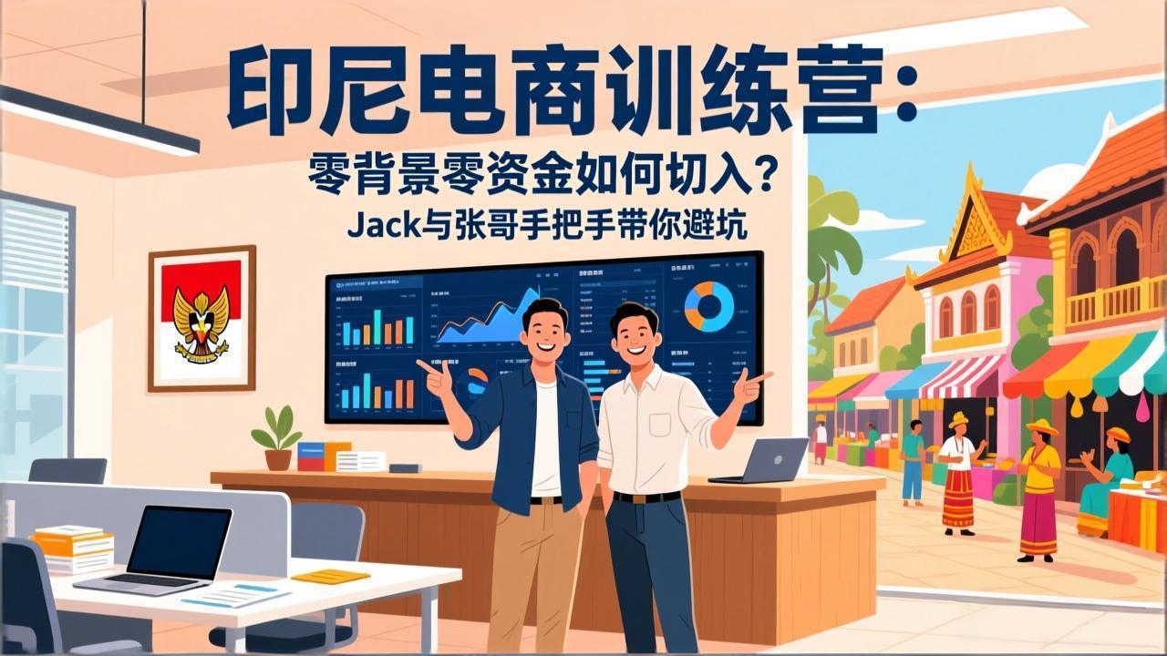印尼电商训练营：零背景零资金如何切入？Jack与张哥手把手带你避坑-月亮湾网创资源站