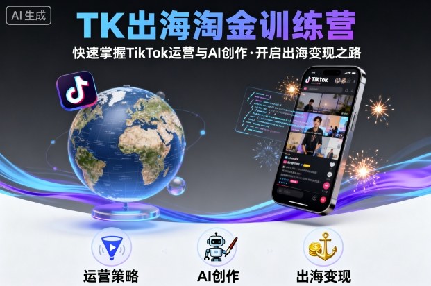 TK出海淘金训练营，助你快速掌握TikTok运营与AI创作，开启出海变现之路-月亮湾网创资源站