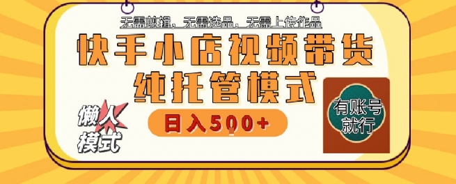 快手小店托管代运营，无需剪辑，无需选品，无需上传作品，全程无需操作，轻松月入5k+【揭秘】-月亮湾网创资源站