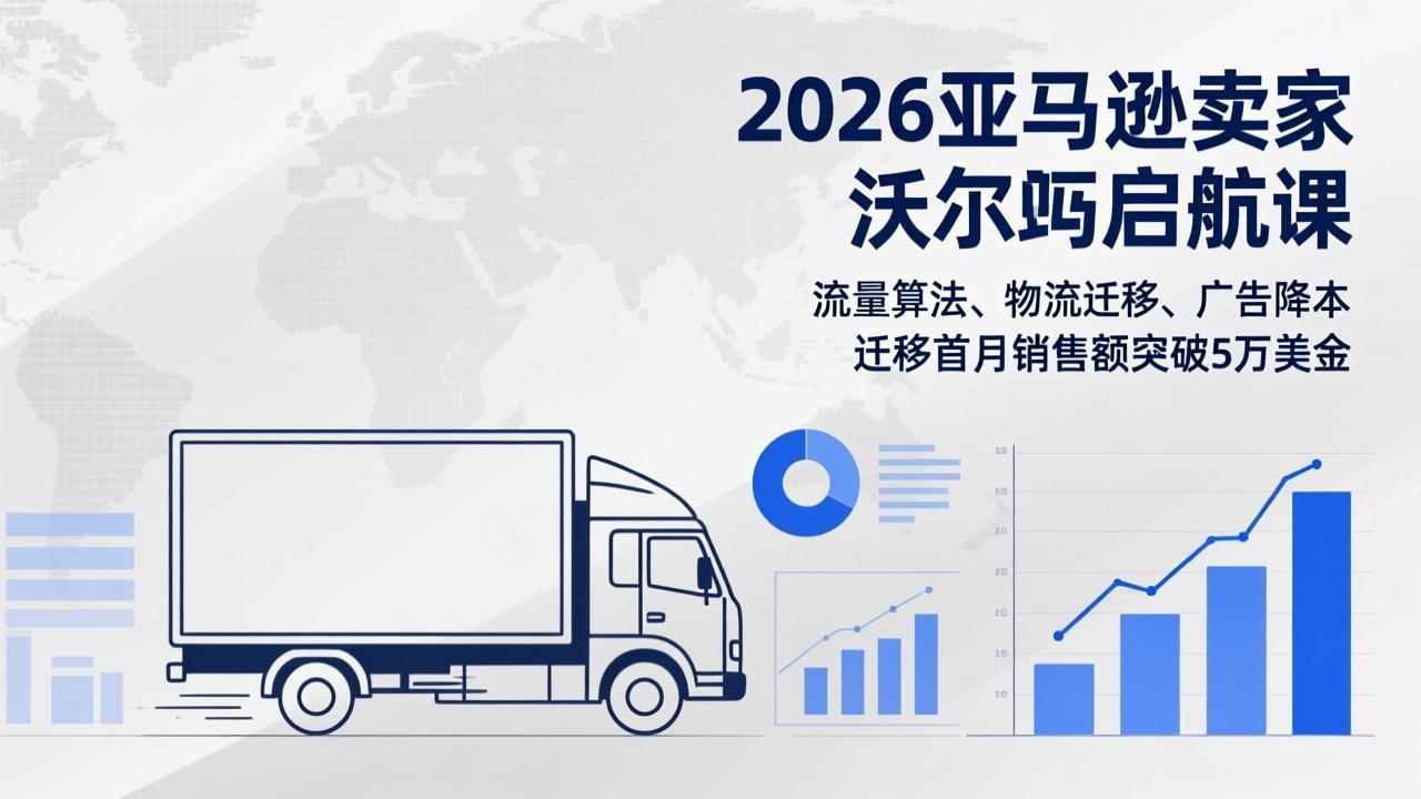 2026亚马逊卖家沃尔玛启航课，流量算法、物流迁移、广告降本，迁移首月销售额突破5万美金-月亮湾网创资源站