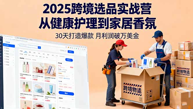 2025跨境选品实战营：从健康护理到家居香氛，30天打造爆款,月利润破万美金-月亮湾网创资源站